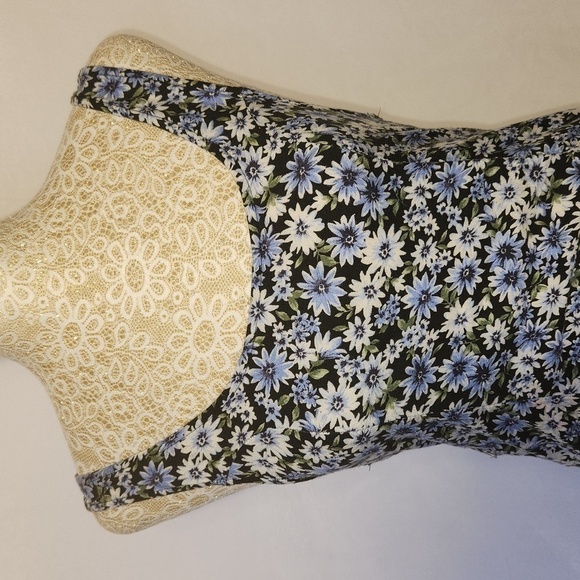 American Eagle Women's Size XS Blue Floral Print Sleeveless Cut-Out Summer Dress - Picture 2 of 12